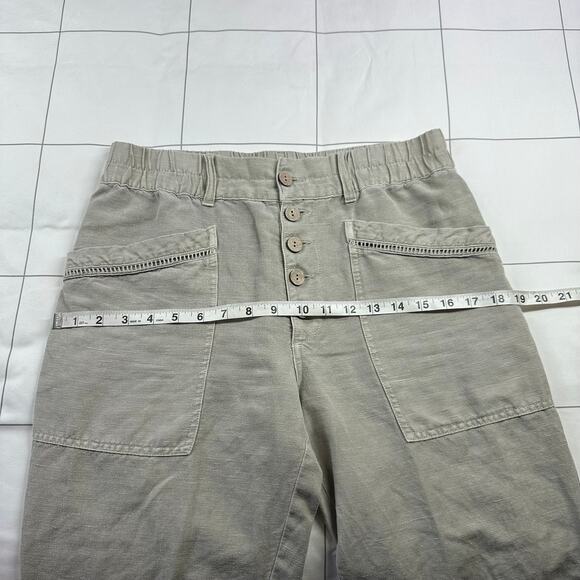Sundance Pants Womens 6 Washed Gray Green Oceane Linen Blend Boho Button Fly - Picture 6 of 10